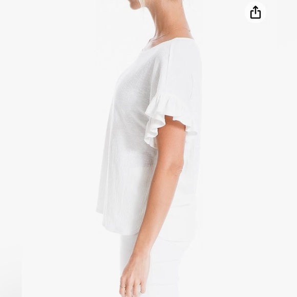 Max Studio Women’s Ruffle Shirt Sleeve Knit Top Blouse. White size small - Picture 3 of 12
